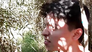 Tugging off outdoors