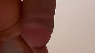 Youthfull desi village boy jerk small cock and shoot load up wall.