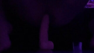 Huge Cumshot while riding Fuck stick