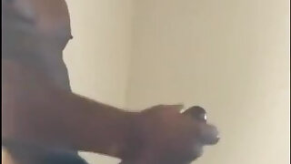 Monster Big Dark-hued Manstick Letting Out Fat Cumshot