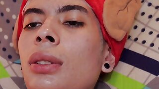 Christmas Special Meaty Bone Slender Latino Twink Magic C Stroking Off Covering Some Christmas Cookies on Jizz And Then Munching Them
