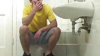 Skin Lad Predominates the Hard-on Ultra-kinky Fresh Cumer in the Restroom