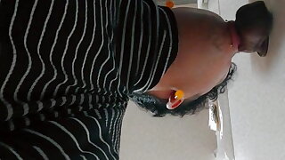 Femboi Deep throat's ample dark-hued 7 inch faux-cock