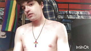 Fag Twink Niko Springs Unclothe Down and Flashes Off His Giant Cock