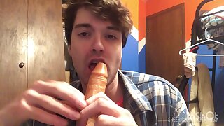 Horny Lad Sucks On Big Dildo - Niko Springs